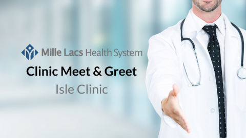 doctor reaching out to shake hands & text